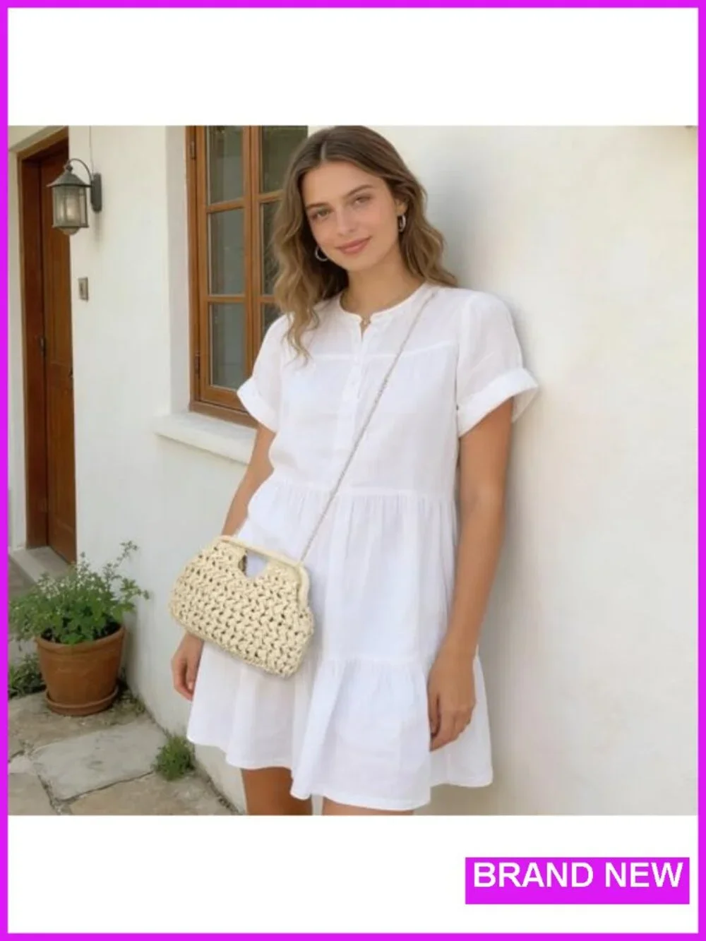Straw Dumpling Clutch Bag, Woven Summer Beach Handbag, Crossbody Chain,